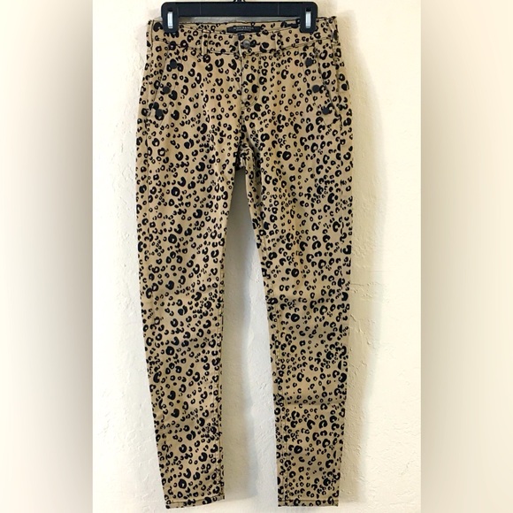 Scotch & Soda Mid Rise Leopard Skinny Jean 28/32 Tan Black Stretch Butto… - Picture 1 of 11